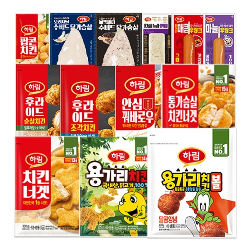 [하림] 치킨너겟(300g×2개)＋팝콘치킨(180g×2개) 외 하림 모음전